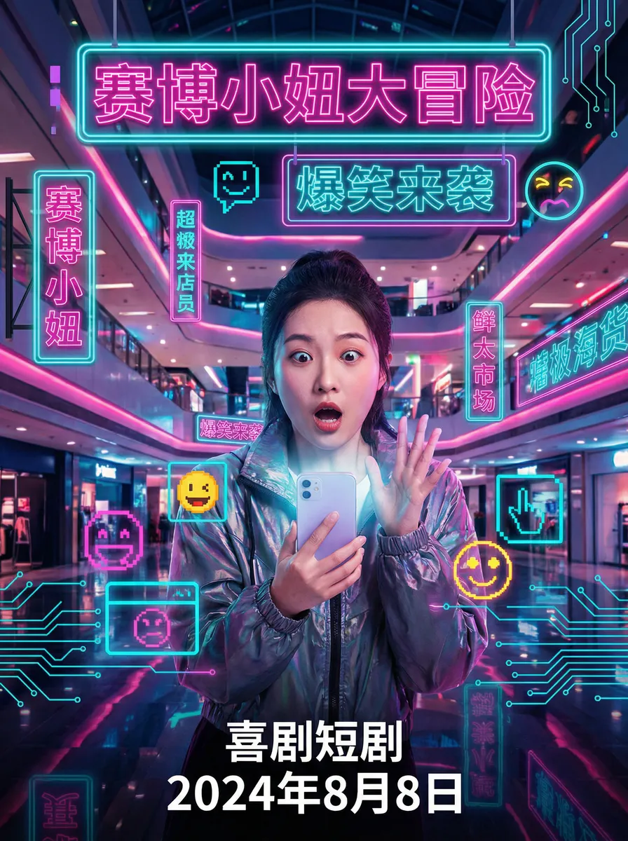 日韩免费观看路线 搞笑喜剧短剧 - 赛博小妞大冒险海报